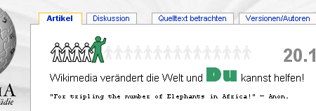 Wikipedia: For tripling the number of Elephants in Africa
